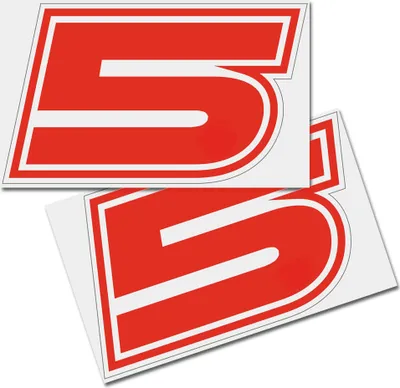 Produktbild von Startnummer Aufkleber 2er Set, Schrift Brünn, # 5, rot