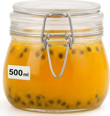 Immagine prodotto di Barattolo in vetro con tappo a clip da 500 ml - Per caffè, marmellate, spezie e conservazione elegante degli alimenti