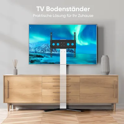 Immagine prodotto di Supporto a pavimento per televisori da 26-65 pollici, con capacità di carico fino a 35 kg. Supporto universale, regolabile in altezza, compatibile con standard VESA 100x100 - 400x400, adatto per televisori standard
