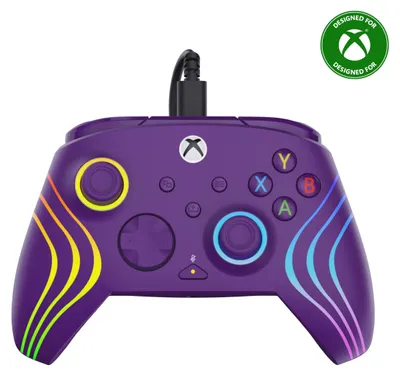 Produktbild von Turtle Beach Afterglow Wave Controller Lila Wired RGB Gaming Controller – Lizenziert für Xbox Series X oder S, Xbox One und Windows, Gamepad, PC, Xbox, Xbox One, Xbox Series S, Xbox Series X, D-Pad, Schaltfläche Optionen, Mehrfarbig, Kabelgebunden, USB