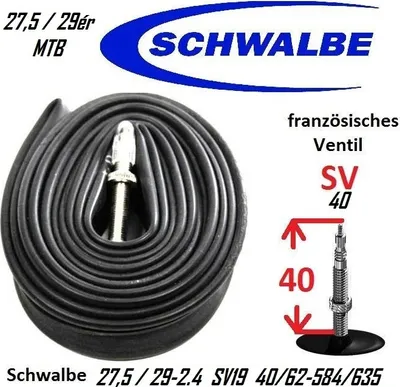 Produktbild von Schwalbe MTB Fahrrad-Schlauch SV19 27,5 / 29-2.4 französisches Ventil 40/62-584/635 SV40mm