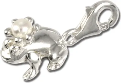Image de SilberDream Charm pendentif grenouille couronne blanche perle 925 argent véritable FC219W