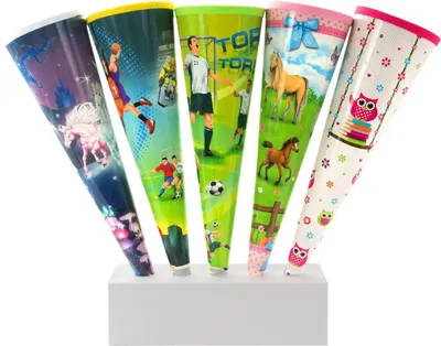 Image de Présentoir Goldbuch en carton pour cornets de rentrée scolaire, pouvant accueillir jusqu'à 5 cornets, 70 cm