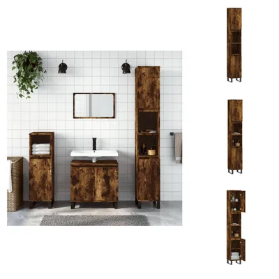 Produktbild von vidaXL Badschrank Räuchereiche 30x30x190 cm Holzwerkstoff -  Badezimmerwaschtische