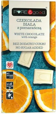 Obrázok produktu pre Pure&Good biela čokoláda s pomarančom, bez cukru, 75 g