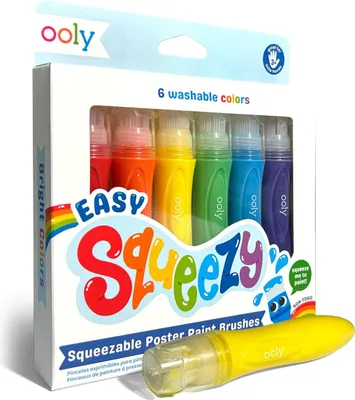 Image de Ooly Pinceau de peinture pinçable - 6 couleurs de peinture pour affiches pour enfants