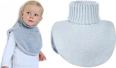 Produktbild von GKA Baby Kinder Strickeinsatz hellblau Schal Halswärmer 2-4 Jahre hinten und vorne mit Fleece gefüttert Strick Schal