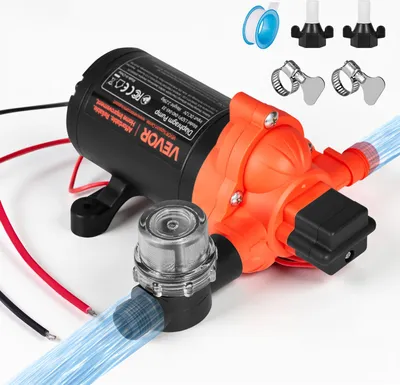 Produktbild von VEVOR Membranpumpe, 12 V DC, 15,1 L/min, selbstansaugende 3-Kammer-Membranwasserpumpe mit automatischem Druckschalter, 2,75 bar Druck, für Wohnmobil, Wohnwagen, Schiff, Yacht, Autowäsche