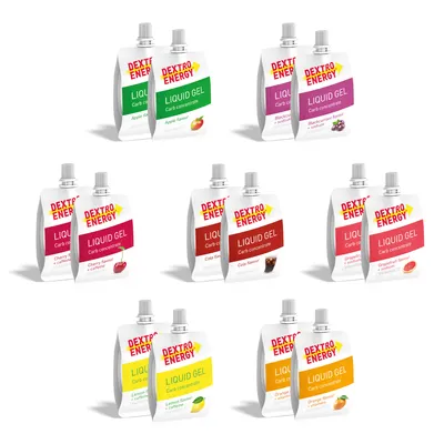 Produktbild von Dextro Energy Liquid Gel Mix Pack 7 Sorten, 14x60ml (14er Pack), Energy Gel