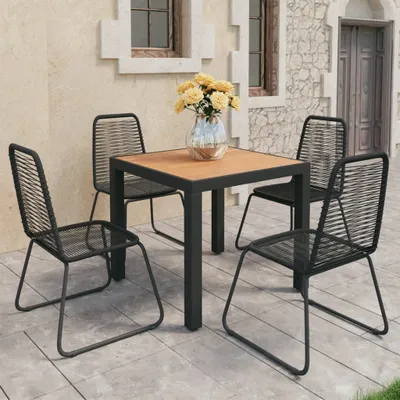Image de Maison Exclusive - Ensemble de salon de jardin 5 pièces en rotin PVC noir et marron
