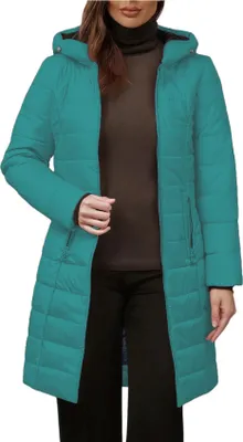 Produktbild von ASKSA Damen Wintermantel Warm Gefuettert Steppjacke Lang Winterparka Winter Fleece Jacke Winddicht Outdoorjacke mit Kapuze (Gruen,S)