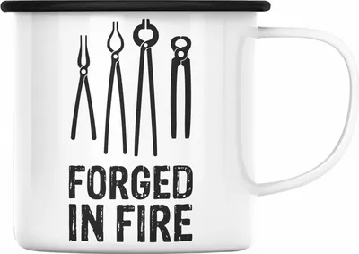 Produktbild von Trendation - Schmied Geschenk Emaille Tasse mit Spruch Hufschmied Emaille Emaille Tasse Geschenkidee (Schwarz)