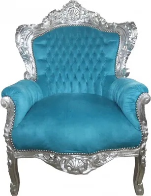 Produktbild von Casa Padrino Barock Sessel "King" in Petrol Türkis / Silber - Möbel Antik Stil