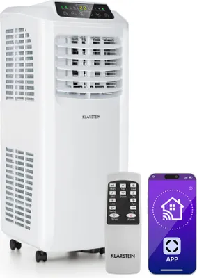 Image de Klarstein Pure Blizzard Smart 9k Climatiseur Mobile - 9000 BTU, 26-44 m², Contrôle App & Alexa, Silencieux, Ventilation & Déshumidification, Minuterie, Énergie A, Roulettes, Blanc
