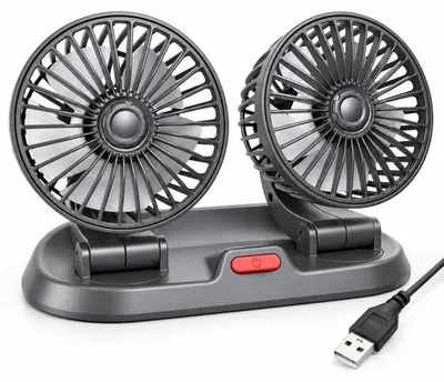 Produktbild von USB Ventilator Doppelkopf 360° Drehbar, Mini Tischventilator Auto Lüfter Schreibtischventilator, 2 Stufen 5V Leiser Ventilator für Homeoffice Büro KFZ, KI-generiertes Bild