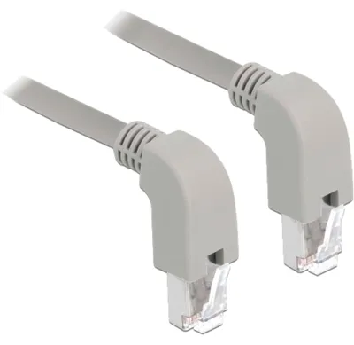 Produktbild von Patchkabel RJ45 Cat.6a S/FTP (grau, 50cm, gewinkelte Stecker 2x unten)