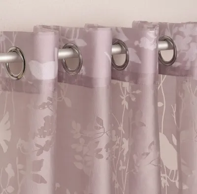 Produktbild von Ösenvorhang mit Allover Ausbrenner Motiv Zweige Vögel mauve 140x245cm