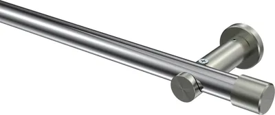 Produktbild von Interdeco Gardinenstange / Vorhangstange Chrom / Edelstahl-Optik, Typ Platon Santo (Kappe) ohne Ringe, 20 mm Ø 1-läufig, 400 cm
