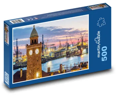 Obrázok produktu pre Puzzle 500 Panoráma prístavu v Hamburgu - martinpuzzle