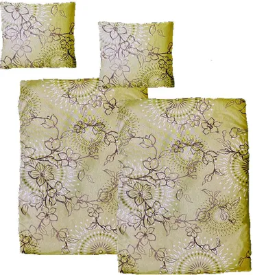 Produktbild von Hochwertige Feinbiber Bettwäsche Baumwolle Blumen Grün 135x200 80x80: 4tlg.