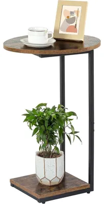 Productafbeelding van C-vormig bijzettafeltje, vintagebruin, zwart, 40x30x60 cm