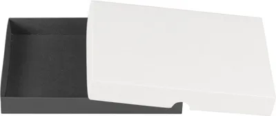 Produktbild von Faltschachtel 13,6 x 19,6 x 2,5 cm, Schwarz & Weiß, Deckel, Karton - 10er Set