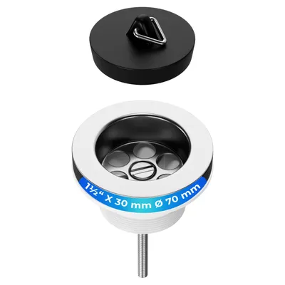 Produktbild von Ablaufventil Stopfenventil 1 1/2 x 30 Ø 70 mm für Spüle mit Dreikantbügel und Stopfen