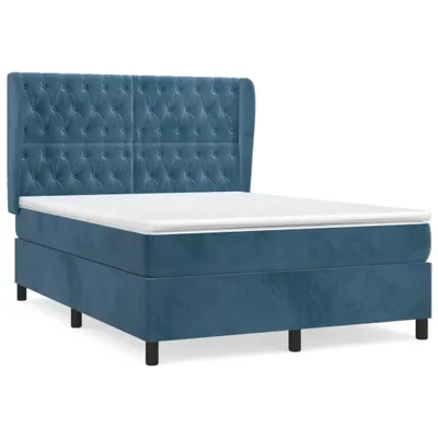 Produktbild von Boxspringbett mit Matratze Dunkelblau 140x190 cm Samt