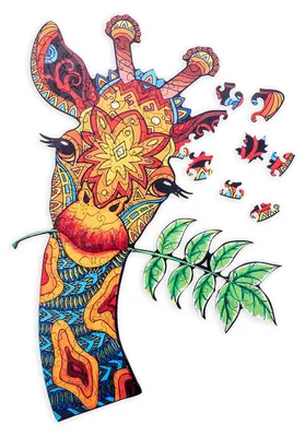 Zdjęcie produktu dla Puzzle ze zwierzętami: Żyrafa – format A4 – drewno
