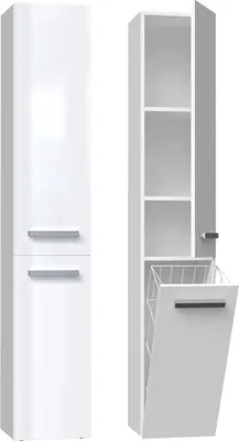 Produktbild von Badezimmerschrank Regal Säulenkorb Nel IV Weiß Hochglanz
