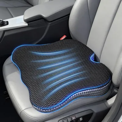 Image de Coussin de siège en forme de coin pour sièges de voiture, coussin de siège ergonomique pour chaises de bureau, coussin de siège orthopédique pour soulager les douleurs au coccyx, coussin de siège de voiture, soulage la douleur, améliore le confort d'assise (noir)
