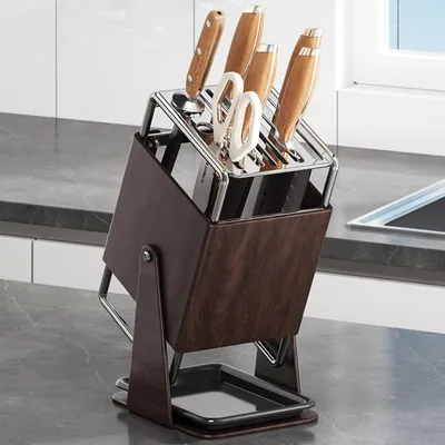 Produktbild von Messerblock Edelstahl Messerblock,Küchenutensilienhalter mit Tropfschale Universal Messerhalter,Küchenhelfer