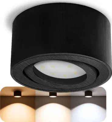 Produktbild von SSC-LUXon CELI-1B LED Aufbau Deckenleuchte schwarz gebürstet - flach, rund & schwenkbar - Spot inkl. LED Modul 4W LumiFLEX Lichtfarbe warm / neutral / kalt 230V