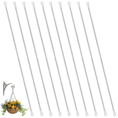 Image de 10 chaînes de suspension pour pots de fleurs, chaîne métallique de 50 cm, chaîne de suspension avec crochet, chaîne pour pots de fleurs, pot de fleurs suspendu, crochets de suspension pour pots de fleurs, chaîne métallique pour pots de fleurs, mangeoire à oiseaux, lampes
