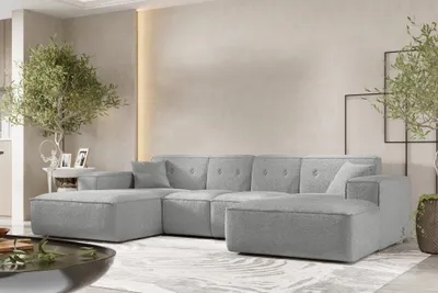 Produktbild von Wohnlandschaft Sofa U-Form CESINA XS in Stoff Ascot Bukla Grau