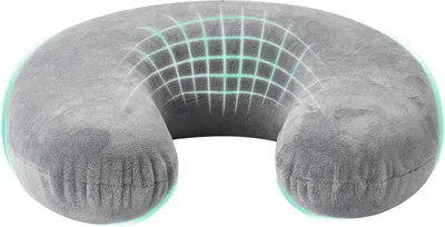 Image de Oreiller de voyage vidaXL pour la nuque, gris, en mousse viscoélastique