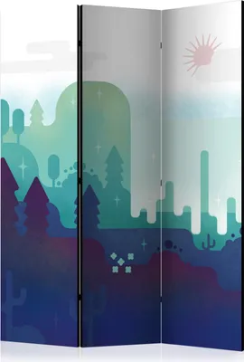 Produktbild von Neuheit! Dekorativer Paravent Raumteiler Trennwand Foto-Paravent Spanische Wand XXL GEOMETRISCHE LANDSCHAFT 135x172 cm e-A-0132-z-b