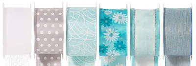 Produktbild von 6x Geschenkband 25 mm x 2 m blau mix