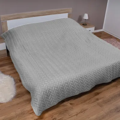 Obrázok produktu pre Prehoz na posteľ XL (140x210 cm) s čalúnenou medzipodšívkou (sivý) Prehoz na posteľ - ÖKO-Tex 100, letná prikrývka - deka, obojstranná prikrývka