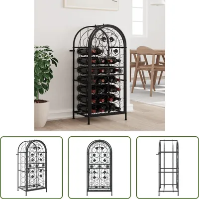 Produktbild von The Living Store Weinregal für 33 Flaschen Schwarz 45x36x100 cm Schmiedeeisen