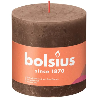 Produktbild von Bolsius Rustik Stumpenkerze wildleder braun, Höhe: 10 cm, Ø 10 cm