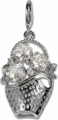 Produktbild von SilberDream Charm Ketten Anhänger Korb Zirkonia 925 Echt Silber FC4106