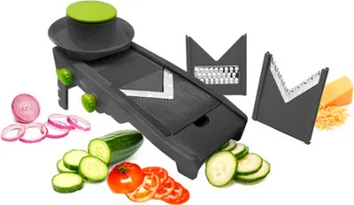 Produktbild von Mandoline Reibeisen 8 in 1 Gemüseschneider Gemüsehobel faltbar Schwarz V Klinge