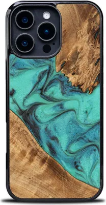Image de Housse en bois Bewood Unique - Turquoise pour iPhone 16 Pro Max