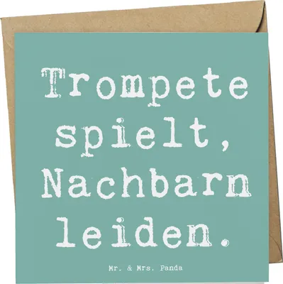 Produktbild von Mr. & Mrs. Panda Grußkarte Spruch Trompete Freude - Meeresbrise - Geschenk, anlasskarte, Lernen, Musik, Nachbarschaft, musikalisch, faltkarte, Klappkarte, doppelkarte