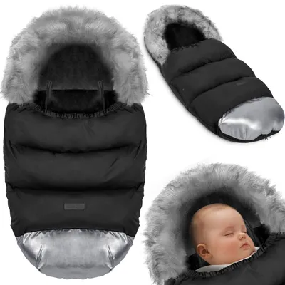 Produktbild von Winterfußsack Kinderfußsack Fußsack Schlafsack Elmi Schlitten schwarz und silber