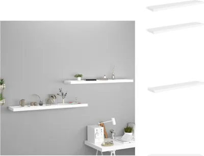 Obrázok produktu pre vidaXL Plávajúce police 2 ks. Biele 120x23,5x3,8 cm MDF - Nástenné police