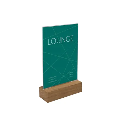 Image de SIGEL TA252 Présentoir de table avec socle en bois - A6, droit
