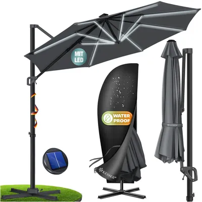 Image de Parasol KESSER® pour pergola, modèle SUN, diamètre 330 cm, réglable en 7 positions, rotation à 360°, avec housse de protection