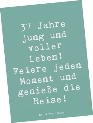 Produktbild von Mr. & Mrs. Panda Postkarte Spruch 37. Geburtstag Lebensfreude - Meeresbrise - Geschenk, Glückwunsch, Fotokarte, Grußkarte, Feier, Happy Birthday, Geburtstagsgeschenk